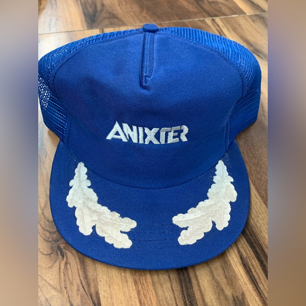 Vintage Blue Anixter Trucker Hat Wings Snapback Cap USA Telecom Logistics 90’s